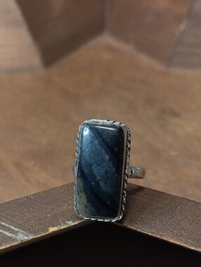 Rectangular Black Stone Ring